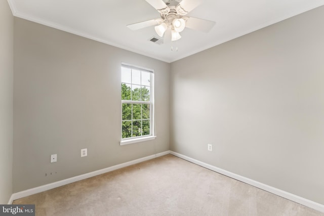 35934 Newberry Crossing Pl, Round Hill, VA 20141 - carpeted spare room with baseboards, ornamental molding, and a ceiling fan