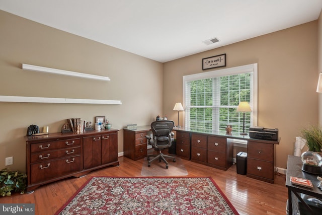 office space featuring wood finished floors