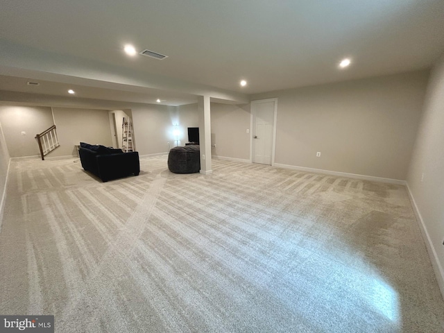 17 Perspective Pl, Hedgesville, WV 25427 - finished basement with recessed lighting, light colored carpet, and baseboards