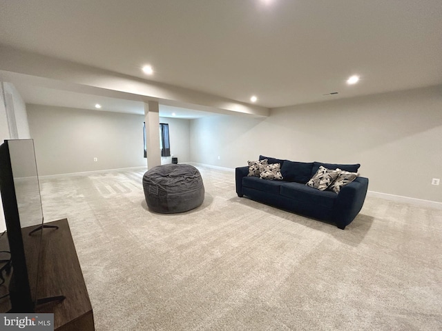 17 Perspective Pl, Hedgesville, WV 25427 - living room featuring light carpet, recessed lighting, and baseboards