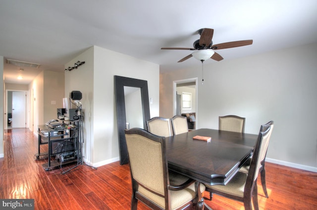 24 Edgewater Ln, Willingboro, NJ 08046 - dining space with wood finished floors, ceiling fan, and baseboards