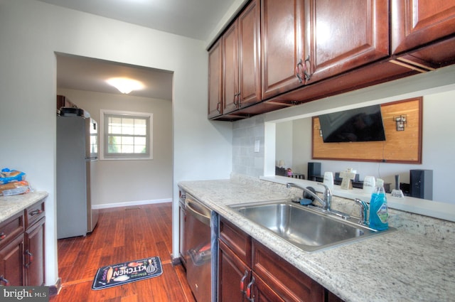 24 Edgewater Ln, Willingboro, NJ 08046 - kitchen featuring stainless steel dishwasher, freestanding refrigerator, a sink, and light countertops