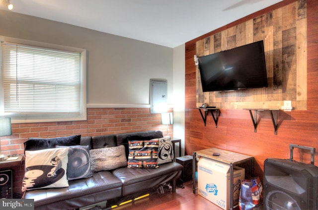 24 Edgewater Ln, Willingboro, NJ 08046 - living area with wood walls and an accent wall