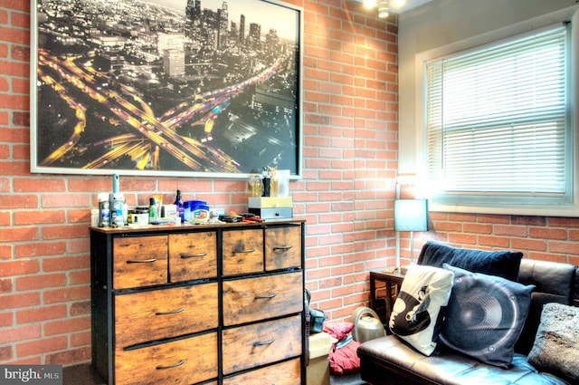 24 Edgewater Ln, Willingboro, NJ 08046 - sitting room with brick wall