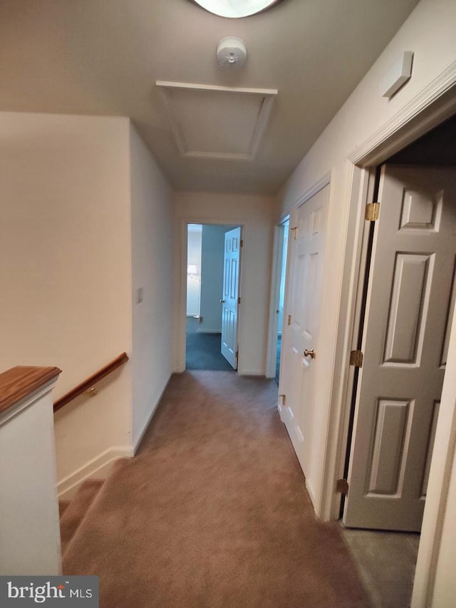 576 Kelker St, Oberlin, PA 17113 - hallway featuring carpet floors, baseboards, and attic access