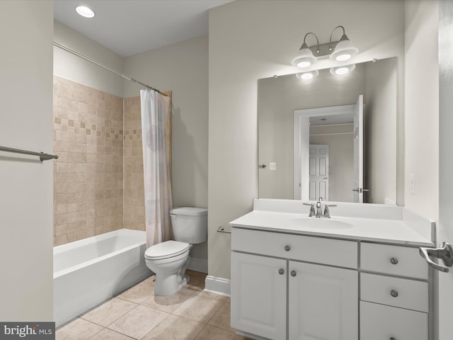 12810 Macbeth Farm Ln, Clarksville, MD 21029 - bathroom featuring toilet, tile patterned floors, shower / bath combo, vanity, and baseboards