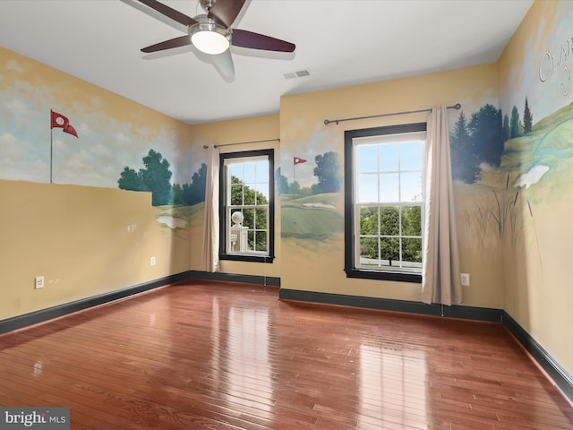 12810 Macbeth Farm Ln, Clarksville, MD 21029 - unfurnished room with hardwood / wood-style floors, ceiling fan, and baseboards
