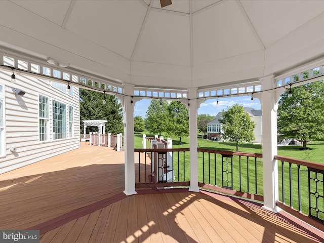 12810 Macbeth Farm Ln, Clarksville, MD 21029 - wooden terrace with a yard, a gazebo, and a pergola