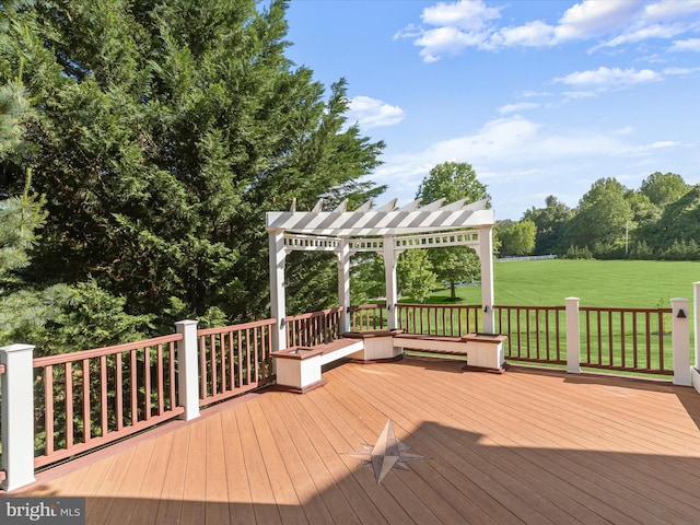 12810 Macbeth Farm Ln, Clarksville, MD 21029 - wooden deck featuring a pergola and a yard