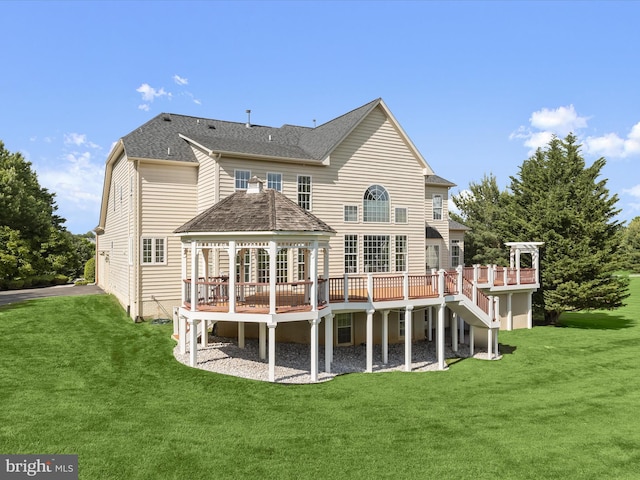12810 Macbeth Farm Ln, Clarksville, MD 21029 - back of property featuring a deck, a yard, and stairway