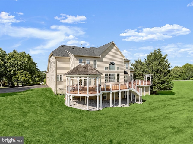 12810 Macbeth Farm Ln, Clarksville, MD 21029 - back of house with a deck, a yard, stairway, and roof with shingles