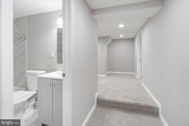 901 Chesterfield Rd, Annapolis, MD 21401 - staircase with carpet flooring, recessed lighting, and baseboards