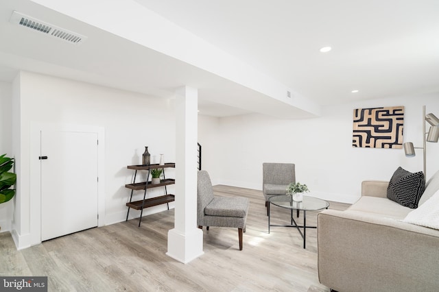 4620 Hunt Pl NE, Washington, DC 20019 - sitting room featuring wood finished floors, recessed lighting, stairway, and baseboards