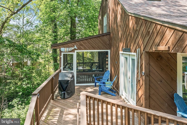 deck featuring grilling area
