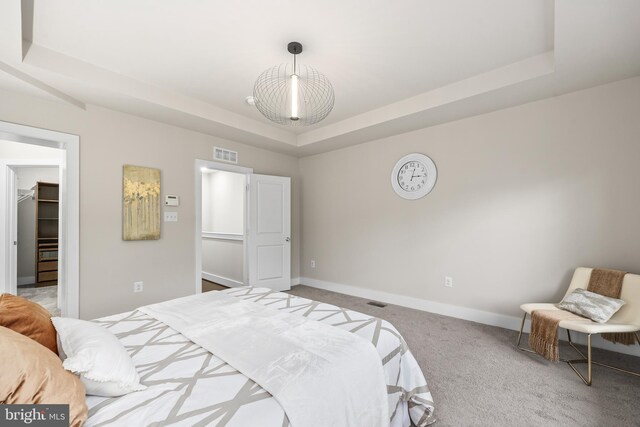 1334 S Quinn St, Arlington, VA 22204 - bedroom with carpet floors, a raised ceiling, a walk in closet, and baseboards