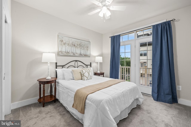 1334 S Quinn St, Arlington, VA 22204 - bedroom featuring carpet flooring, baseboards, access to outside, and ceiling fan