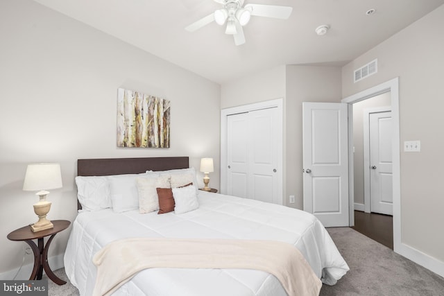 1334 S Quinn St, Arlington, VA 22204 - bedroom featuring carpet, baseboards, a closet, and ceiling fan