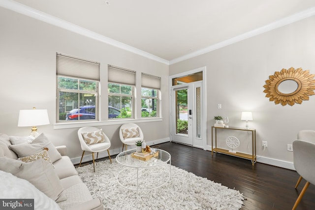 1334 S Quinn St, Arlington, VA 22204 - living room with crown molding, baseboards, and wood-type flooring