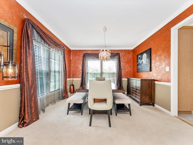 109 Galyn Dr, Brunswick, MD 21758 - carpeted dining area with ornamental molding, a chandelier, and baseboards
