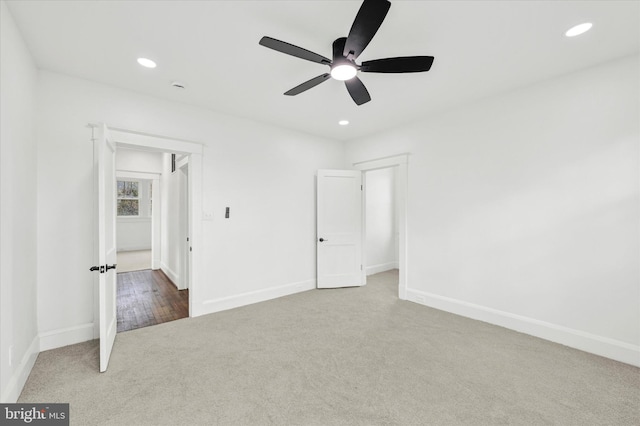 1127 Chesaco Ave, Rosedale, MD 21237 - unfurnished bedroom featuring carpet flooring, baseboards, recessed lighting, and ceiling fan