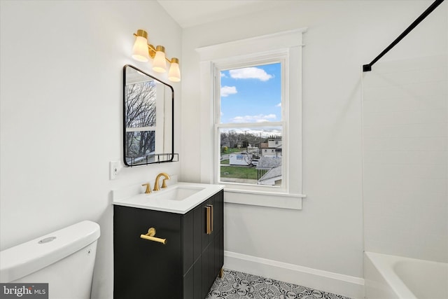 1127 Chesaco Ave, Rosedale, MD 21237 - full bath featuring baseboards, tile patterned floors, toilet, and vanity