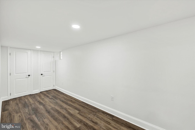 1127 Chesaco Ave, Rosedale, MD 21237 - finished basement with dark wood finished floors, baseboards, and recessed lighting