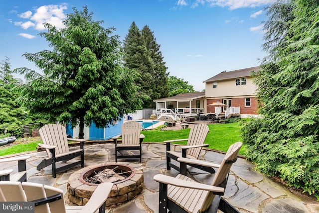 115 Diller Rd, New Cumberland, PA 17070 - view of patio featuring a fire pit