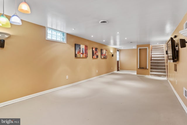 115 Diller Rd, New Cumberland, PA 17070 - basement with recessed lighting, baseboards, and stairway