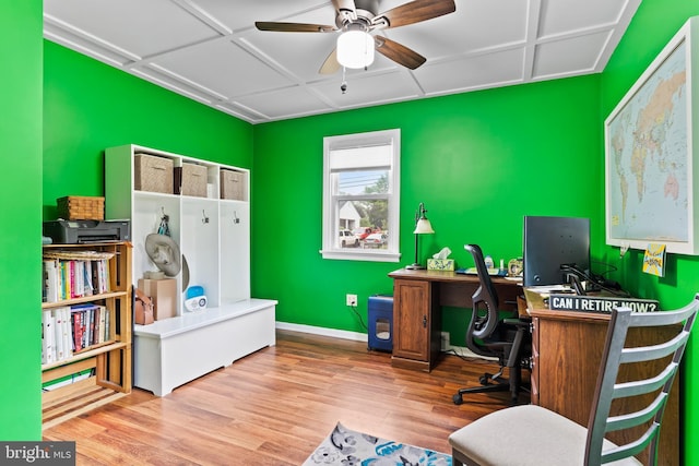 115 Diller Rd, New Cumberland, PA 17070 - home office with a ceiling fan, wood finished floors, and baseboards