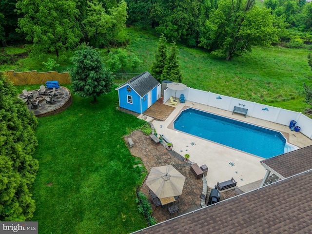 115 Diller Rd, New Cumberland, PA 17070 - view of swimming pool featuring an outbuilding, a patio area, and outdoor dining area