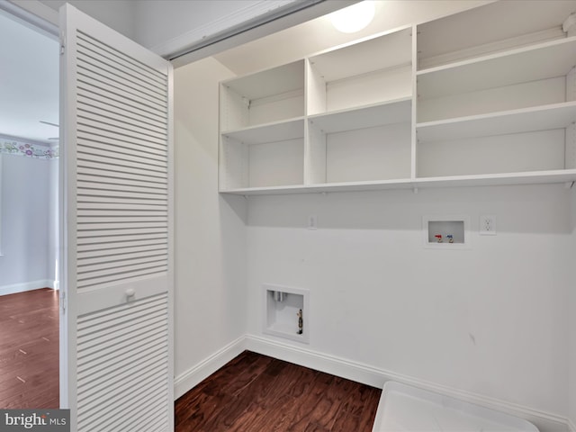 226 Crimson Ln, Elizabethtown, PA 17022 - washroom with hookup for a washing machine, dark wood finished floors, and baseboards