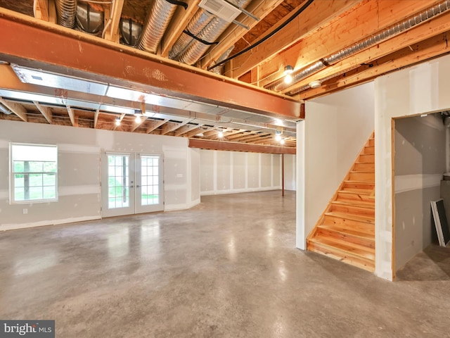 226 Crimson Ln, Elizabethtown, PA 17022 - below grade area featuring french doors, stairway, and baseboards