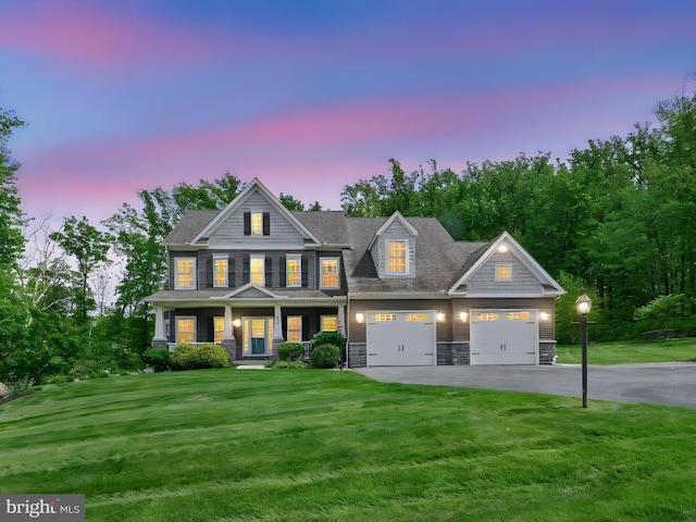 226 Crimson Ln, Elizabethtown, PA 17022 - view of front of property with driveway, an attached garage, a lawn, and a porch