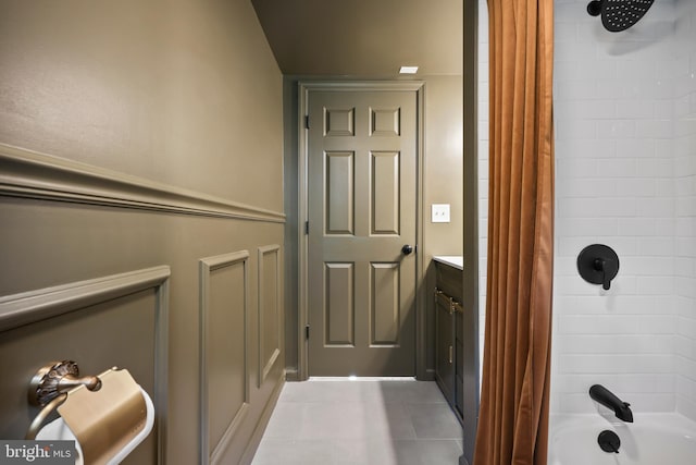 702 Lupin St, Browns Mills, NJ 08015 - full bathroom with shower / bath combo, tile patterned floors, and vanity