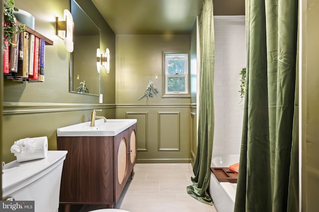 702 Lupin St, Browns Mills, NJ 08015 - bathroom with vanity, tile patterned flooring, toilet, and shower / bath combo