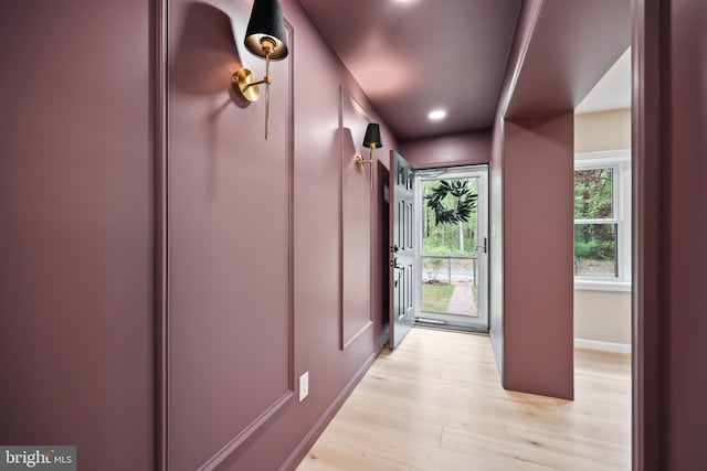 702 Lupin St, Browns Mills, NJ 08015 - doorway to outside featuring light wood finished floors, recessed lighting, and baseboards