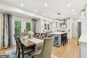 11050 Stonebrook Dr, Manassas, VA 20112 - dining area with light wood-style flooring, recessed lighting, and french doors