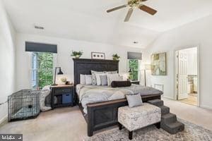 11050 Stonebrook Dr, Manassas, VA 20112 - carpeted bedroom featuring lofted ceiling and baseboards
