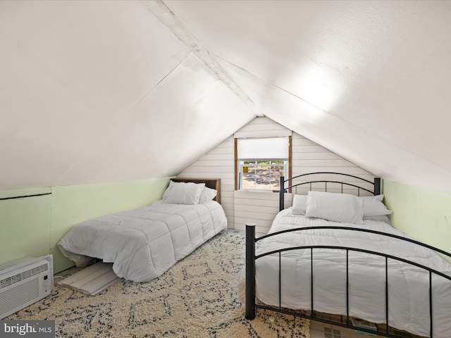 bedroom with vaulted ceiling
