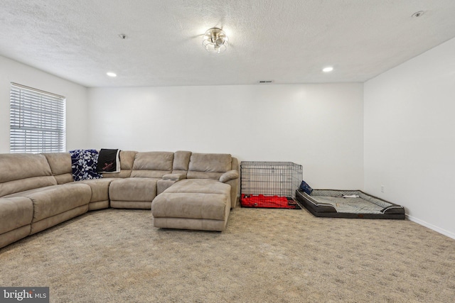 5737 Regency Ln, District Heights, MD 20747 - carpeted living area featuring recessed lighting, a textured ceiling, and baseboards