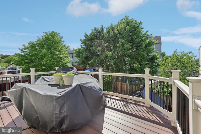 5737 Regency Ln, District Heights, MD 20747 - wooden deck with outdoor dining area