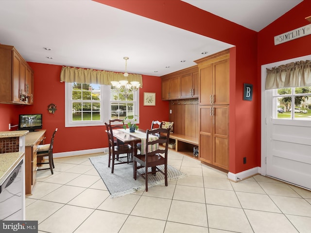 101 Gothard Rd, Lutherville Timonium, MD 21093 - dining space featuring a chandelier, healthy amount of natural light, baseboards, and recessed lighting