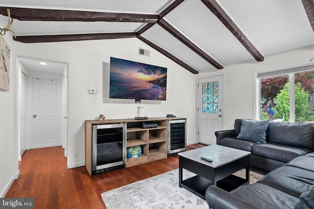 10412 Midway Ln, Lorton, VA 22079 - living room with beverage cooler, dark wood-type flooring, baseboards, and recessed lighting