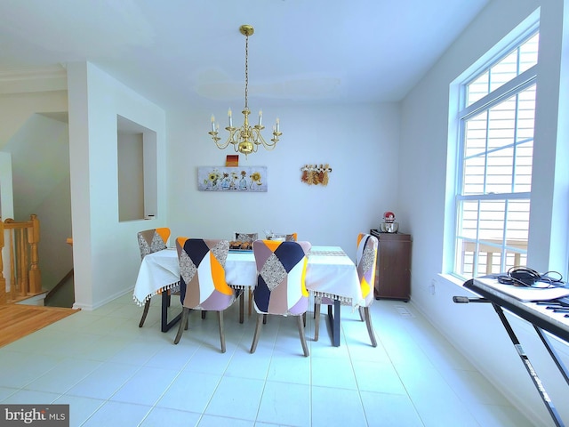 29 Ferns Ct, Lutherville Timonium, MD 21093 - dining area featuring a chandelier and baseboards