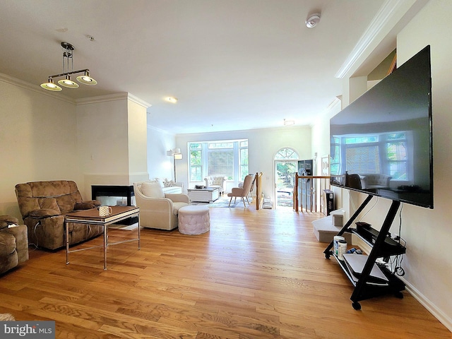 29 Ferns Ct, Lutherville Timonium, MD 21093 - living area featuring ornamental molding, light wood-type flooring, and baseboards