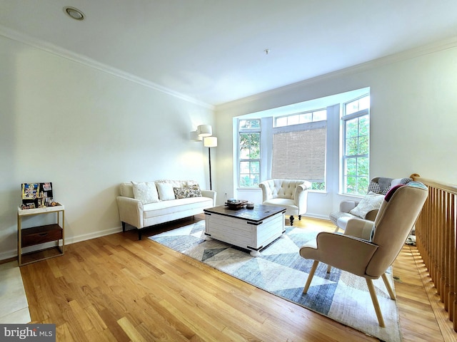 29 Ferns Ct, Lutherville Timonium, MD 21093 - living room with ornamental molding, light wood-type flooring, and baseboards