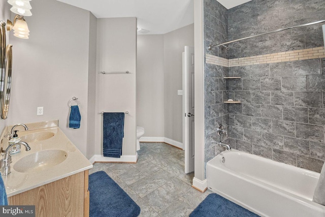 8170 Hollow Rd, Middletown, MD 21769 - full bath featuring shower / tub combination, double vanity, toilet, and baseboards