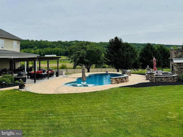 8170 Hollow Rd, Middletown, MD 21769 - outdoor pool with outdoor lounge area, a patio, a pergola, and a lawn