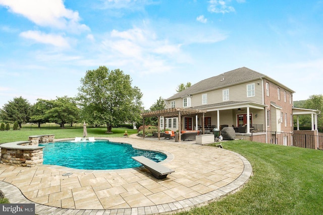 8170 Hollow Rd, Middletown, MD 21769 - outdoor pool with a pergola, a patio, a lawn, and an outdoor living space