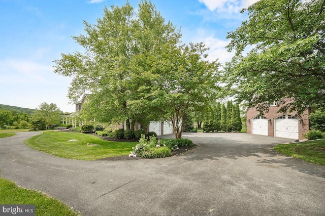 8170 Hollow Rd, Middletown, MD 21769 - view of front facade featuring driveway, a front yard, an attached garage, and brick siding